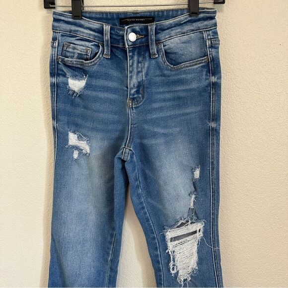 Flying monkey high rise slim straight distressed cuffed denim jeans - Picture 3 of 7